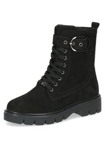 Caprice Damen Schnürboots, Gr. 41, schwarz, Nubukleder, klassisch, Schuhe, Blockabsatz, Schnürstiefelette mit praktischem Wechselfußbett