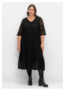 sheego Damen Spitzenkleid "Große Größen", schwarz, feminin, Gr. 50, unifarben, Obermaterial: 70% Baumwolle, 30% Polyamid;Futter: 95% Viskose, 5%