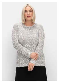 sheego Damen Rundhalspullover "Große Größen", grau, casual, Gr. 48, unifarben, Grobstrick, Obermaterial: 100% Polyacryl, Pullover, aus meliertem