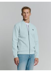 NO EXCESS Herren Sweater "NO EXCESS Piqué-Sweatshirt mit Vollreißverschluss", blau, Gr. L, 49% Polyester, 45% Baumwolle, 6% elasthan, Sweatshirts