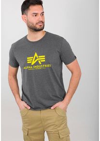Herren T-Shirt "Basic T-Shirt", grau, modisch, Gr. S, Alpha Industries, meliert, bedruckt, Single Jersey, Obermaterial: 100% Baumwolle, Shirts