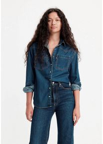 Levi's LEVI'S Damen Jeansbluse "TEODORA WESTERN SHIRT", blau, casual, Gr. S, Denim/Jeans, Obermaterial: 60% Lyocell, 40% Baumwolle, Blusen, mit Druckknöpfen