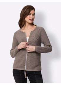Heine Damen Strickjacke, grau, Gr. 42, unifarben, 100% Baumwolle, Strickjacken
