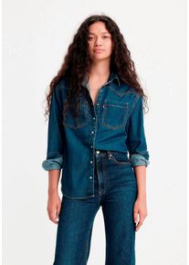 Levi's LEVI'S Damen Jeansbluse "TEODORA WESTERN SHIRT", blau, casual, Gr. XS, Denim/Jeans, Obermaterial: 60% Lyocell, 40% Baumwolle, Blusen, mit Druckknöpfen