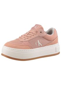 Damen Plateausneaker "BOLD FLATF LOW MIX MG MEDIA", Calvin Klein Jeans, Gr. 35, rosa, Textil, Leder, Lederimitat, sportlich, Schuhe, Schnürschuh,