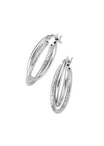 Smart Jewel Damen Paar Creolen "zweireihig, glänzend und strukturiert, Silber 925", Silber 925 (Sterlingsilber), silber, Silber 925 (Sterlingsilber),