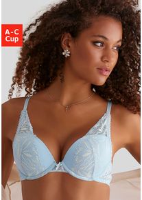 Lascana Damen Push-up-BH, Gr. 70, blau, Microtouch, Obermaterial: 60% Polyamid, 35% Polyester, 5% Elasthan, feminin, BHs, im modischen High-Apex