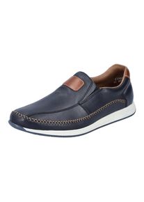 Rieker Herren Slipper, Gr. 42, blau, Leder, sportlich, Schuhe, Sommerschuh, Schlupfschuh, Freizeitschuh mit aufwändiger Rahmennaht