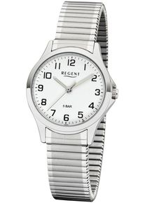 Regent Uhren REGENT Damen Quarzuhr, silber, Armbanduhren, Armbanduhr, Damenuhr, Flexband, Zugband, Edelstahlarmband