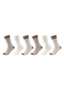 s.Oliver Damen Socken "Socken 6er Pack", Gr. 39, braun, 78% Baumwolle 20% Polyamid 2% Elasthan, gestreift, Socken