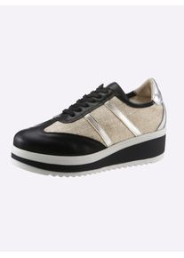 Heine Damen Schnürschuh, Gr. 41, schwarz, Leder, Synthetik, Textil, sportlich, Schuhe