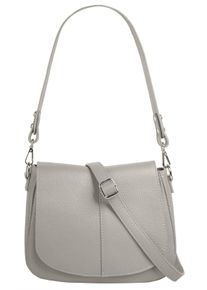 CLUTY Damen Umhängetasche, grau, Leder, unifarben, leicht glänzend, Taschen, echt Leder, Made in Italy