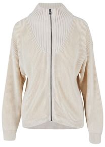 Urban Classics Damen Strickjacke "Urban Classics Damen Ladies Knitted Zip Cardigan", beige, Gr. 5XL, unifarben, 50% Baumwolle, 50% Polyacryl,