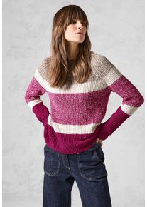 Cecil Damen Strickpullover, pink, casual, Gr. XXL, gestreift, Web, 62% Baumwolle, 28% Polyacryl, 10% Nylon, Pullover, mit Streifen