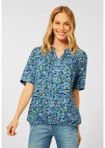 Cecil Damen Kurzarmbluse, blau, casual, Gr. XXL, geblümt, Stoff, 100% Viskose, Blusen, im Multicolour Look