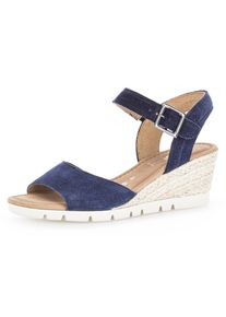 Gabor Damen Keilsandalette "TUNIS", Gr. 44, blau, Veloursleder, unifarben, klassisch, Schuhe, Sommerschuh, Riemchensandale in Schuhweite G (weit)
