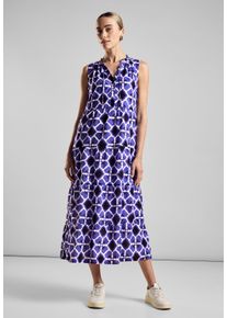Street One Damen Maxikleid, blau, casual, Gr. 36, bedruckt, Web, Stoff, Oberstoff: 100% Baumwolle; Unterstoff: 100% Viskose, Kleider, im Tunika-Style