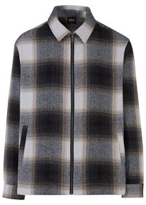 Urban Classics Herren Allwetterjacke "Urban Classics Herren Zipped Shirt Jacket", beige, casual, Gr. XXL, kariert, 100% Polyester, Jacken