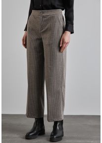 Street One Damen Culotte, braun, casual, Gr. 42, kariert, Stoff, 50% Polyester, 31% Polyester, 9% Viskose, 6% Metalfaser, 4% Elasthan, Hosen, High