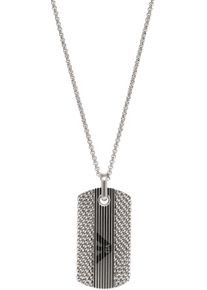Emporio Armani Damen Kette mit Anhänger "Schmuck Geschenk Edelstahl Halskette Dog Tag, EGS3149040", Edelstahl, L: 55cm B: 1,8mm, schwarz, Edelstahl,