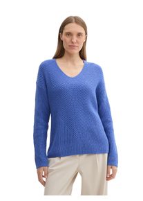 Tom Tailor Damen Strickpullover, blau, casual, Gr. XXXL, unifarben, Strick, Obermaterial: 55% Baumwolle, 25% Polyacryl, 20% Polyester, Pullover, mit