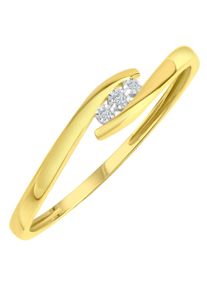 Firetti Damen Goldring "Schmuck Geschenk Gold 375 Damenring Goldring", 60, 0,01 ct P3 = leicht erkennbare Einschlüsse, Gelbgold 375-Diamanten, 1,2mm,