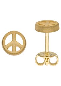 Jobo Damen Paar Ohrstecker "Peace-Zeichen", Gelbgold 375, gelb, Gelbgold 375, Ohrringe, 375 Gold 6 mm