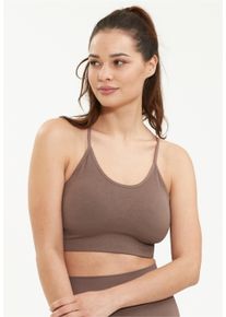 ENDURANCE ATHLECIA ATHLECIA Damen Sport-BH "FOAN W Seamless", Gr. XXS, braun, 80% Nylon, 19% Elasthan, 1% Polyester, unifarben, BHs, aus schnell trocknendem