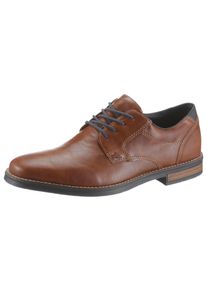 Rieker Herren Schnürschuh, Gr. 42, braun, Lederimitat, kontrastfarbene Details, elegant, Schuhe, mit modischen Ziernähten, Freizeitschuh, Halbschuh,