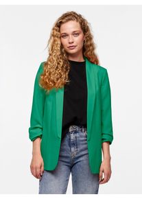 Pieces Damen Blusenblazer "PCBOSELLA 3/4 BLAZER NOOS", grün, casual, Gr. S, unifarben, Web, Obermaterial: 79% Polyester, 16% Viskose, 5% Elasthan,