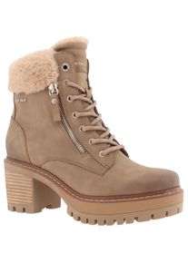 Tom Tailor Damen Schnürstiefelette, Gr. 42, beige, Lederimitat, Textil, modisch, Schuhe, mit modischer Plateausohle
