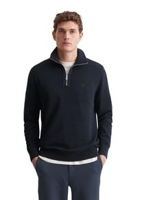 Marc O'Polo MARC O'POLO Herren Troyer, blau, casual, Gr. XXL, Strick, Obermaterial: 100% Baumwolle, Pullover, mit feiner, elastischer Struktur