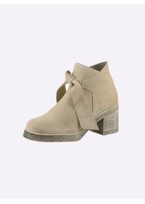 Heine Damen Stiefelette, Gr. 37, beige, Leder, Veloursleder, modisch, Schuhe