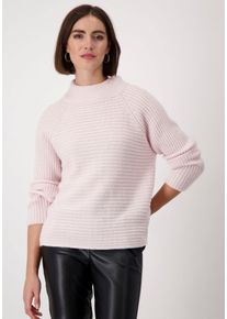 monari Damen Stehkragenpullover, rosa, feminin, Gr. 34, unifarben, clean, Strick, Obermaterial: 50% Wolle, 50% Polyacryl, Pullover, mit Strukturmuster