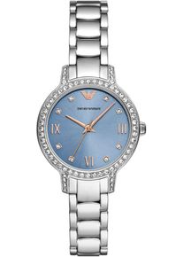 Emporio Armani Damen Quarzuhr, silber, Armbanduhren, Armbanduhr, Damenuhr, analog, Edelstahlarmband