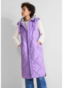 Street One Damen Longweste, lila, casual, Gr. 34, unifarben, Stoff, Obermaterial: 100% Nylon; Futter: 100% Polyester, Westen, mit Kapuze