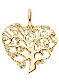 Jobo Damen Ketten-Anhänger "Herzförmiger Lebensbaum", Gelbgold 375, gelb, Gelbgold 375, Schmuckanhänger, 375 Gold 15 mm