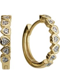 Firetti Damen Paar Creolen "Schmuck Geschenk Gold 333 Ohrschmuck Ohrringe Kreis rund Herz", Gelbgold 333, gelb, Gelbgold 333, Ohrringe, mit Zirkonia