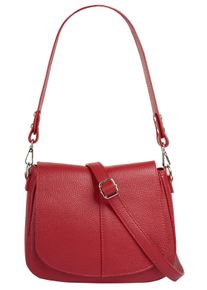 CLUTY Damen Umhängetasche, rot, Leder, unifarben, leicht glänzend, Taschen, echt Leder, Made in Italy