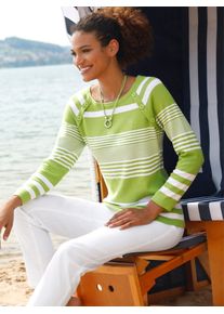 Casual Looks Damen Streifenpullover "Pullover", grün, Gr. 36, gemustert, gestreift, mehrfarbig, 100% Baumwolle, Pullover