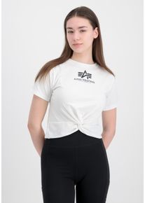 Damen Muscleshirt "Alpha Industries Women - T-Shirts Knotted Crop T-Shirt Women", weiß, Gr. XL, Alpha Industries, Obermaterial: 95% Baumwolle, 5%