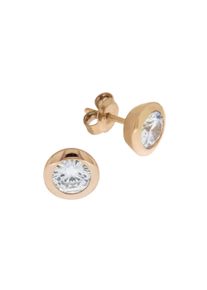 Vivance Damen Paar Ohrstecker "925 Sterling Silber rotvergoldet Zirkonia rund", ONE-SIZE, Silber 925 (Sterlingsilber), rosa, Silber 925