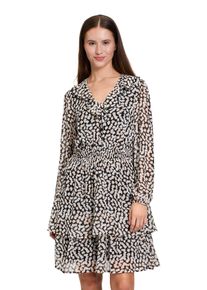 Cartoon Damen Chiffonkleid "Cartoon Chiffonkleid mit Stufen", schwarz-weiß, feminin, Gr. 44, Obermaterial: 100% Polyester., Kleider, Form