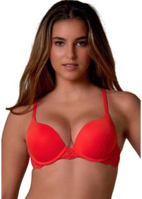 After Eden Damen Push-up-BH "TESS", Gr. 70, orange, Obermaterial: 87% Polyamid, 13% Elasthan, unifarben, feminin, BHs, mit zarter Spitzenverzierung
