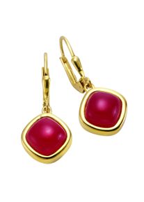 JAMELLI Damen Paar Ohrhänger "Silber 925 vergoldet mit echtem Chalcedon rot", ONE-SIZE, 5,18 ct, Silber 925 (Sterlingsilber), gelb, Silber 925