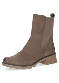 Caprice Damen Chelseaboots, Gr. 36, grau, Nubukleder, Textil, klassisch, Schuhe, Blockabsatz, Stiefelette, Komfortschuh mit breitem Stretcheinsatz