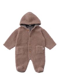 Liliput Kinder Overall, braun, casual, Gr. 50, 100% Polyester, Overalls, mit Kapuze und Füßchen