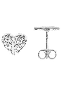 Jobo Damen Paar Ohrstecker "Herzförmiger Lebensbaum", Silber 925 (Sterlingsilber), silber, Silber 925 (Sterlingsilber), Ohrringe, 925 Silber 8 mm