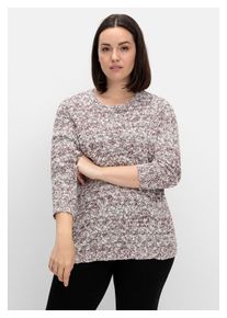 sheego Damen Rundhalspullover "Große Größen", rot, casual, Gr. 44, unifarben, Grobstrick, Obermaterial: 100% Polyacryl, Pullover, aus meliertem