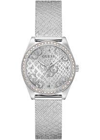 Guess Damen Quarzuhr "BOA", silber, Armbanduhren, Armbanduhr, Damenuhr, Kristallsteine, Mineralglas, Edelstahlarmband